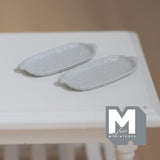 Miniature Oval Plates 1:12 Scale Dollhouse Tableware Oblong Plates Set of 2 , 1-1/4 inch long (cool grey) (metal) - A044