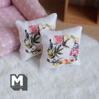 Miniature Flower Themed Cushion Set of 2 , 1:12 Scale Dollhouse Decor 1-9/6 inch wide (style j) - K030