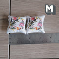 Miniature Flower Themed Cushion Set of 2 , 1:12 Scale Dollhouse Decor 1-9/6 inch wide (style j) - K030