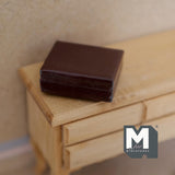 Miniature Jewelry Box with Faux Diamonds 1:12 Scale Dollhouse Decor 1-7/16 inch wide (brown) -