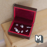 Miniature Jewelry Box with Faux Diamonds 1:12 Scale Dollhouse Decor 1-7/16 inch wide (brown) -