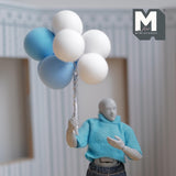 Miniature Balloons 1:12 Scale Large Size Rainbow Balloons Set of 8 (blue white) (foam) - F016