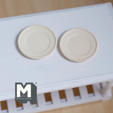 Miniature Dining Plates Dollhouse Tableware Serving Plates Set of 2 , 1-1/8 inch dia. (beige) (metal) - A041