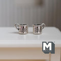 Miniature Metal Baby Mugs Set of 2 . 1:12 Scale Dollhouse Kitchen Accessories Drinkware 5/16 inch tall (silver) -