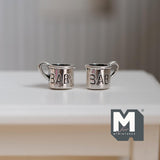 Miniature Metal Baby Mugs Set of 2 . 1:12 Scale Dollhouse Kitchen Accessories Drinkware 5/16 inch tall (silver) -