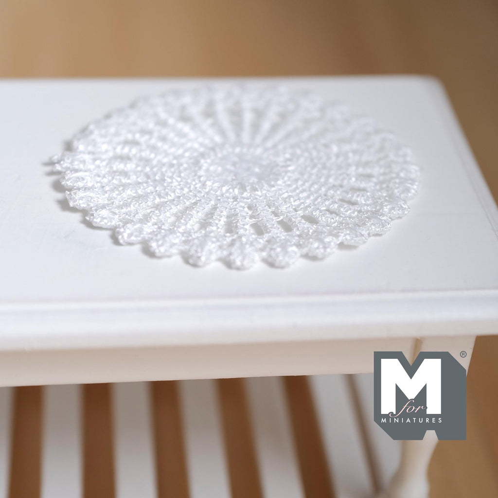 Miniature Oval White Lace Doily 1:12 Scale Dollhouse Dining Table Centerpiece Decor 2-1/16 inch long - F063