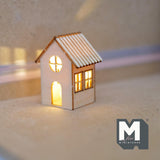 Miniature House Lantern with LED Bulb 1:12 Scale Unpainted Dollhouse Table Lamp 1-3/4 inch tall (wood) -
