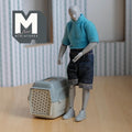Miniature Pet Travel Carrier 1:12 Scale Dollhouse Dog Cat Cage Travel Pet Crate with Handle (gray beige) - B054