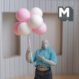 Miniature Balloons 1:12 Scale Large Size Rainbow Balloons Set of 8 (pink white) (foam) - F016