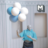 Miniature Balloons 1:12 Scale Large Size Rainbow Balloons Set of 8 (blue white) (foam) - F016