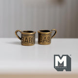 Miniature Metal Baby Mugs Set of 2 . 1:12 Scale Dollhouse Kitchen Accessories Drinkware 5/16 inch tall (copper) -