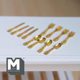 Dollhouse Metal Flatware 1:12 Scale Miniature Tableware Cutlery Set of 12 (gold) - F074