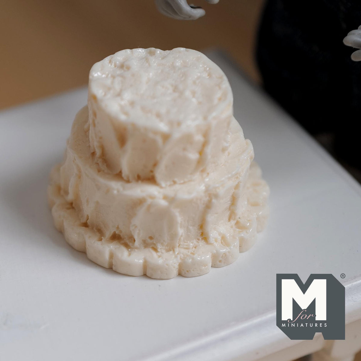 Miniature Unfinished Cake 1:12 Scale Mid Prep Cake Dollhouse Dessert Crumb Coat Cake 15/16 inch tall (cream) (resin) -