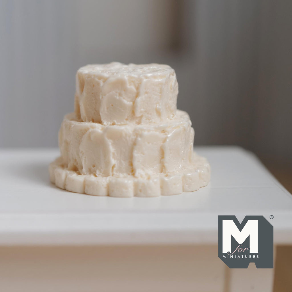 Miniature Unfinished Cake 1:12 Scale Mid Prep Cake Dollhouse Dessert Crumb Coat Cake 15/16 inch tall (cream) (resin) -