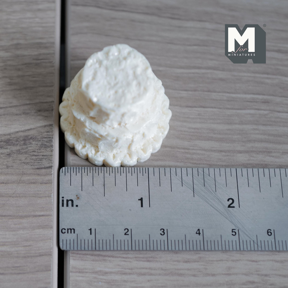 Miniature Unfinished Cake 1:12 Scale Mid Prep Cake Dollhouse Dessert Crumb Coat Cake 15/16 inch tall (cream) (resin) -