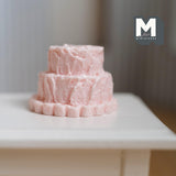 Miniature Unfinished Cake 1:12 Scale Mid Prep Cake Dollhouse Dessert Crumb Coat Cake 15/16 inch tall (pink) (resin) -