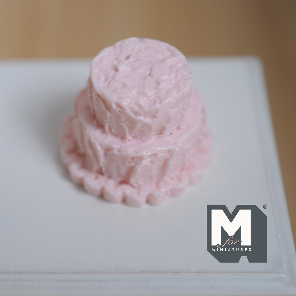Miniature Unfinished Cake 1:12 Scale Mid Prep Cake Dollhouse Dessert Crumb Coat Cake 15/16 inch tall (pink) (resin) -