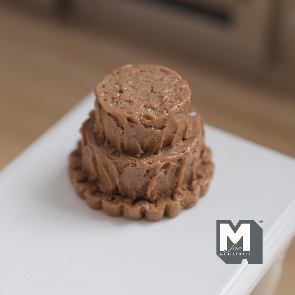 Miniature Unfinished Cake 1:12 Scale Mid Prep Cake Dollhouse Dessert Crumb Coat Cake 15/16 inch tall (brown) (resin) -