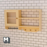 Dollhouse Wall Cabinet 1:12 Scale Miniature Dish Cabinet Shelves 5-1/8 inch wall (cream) -