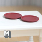 Miniature Flat Plates 1:12 Scale Dollhouse Tableware Large Size Serving Plates Set of 2 , 1 inch dia. (red) (metal) - A043