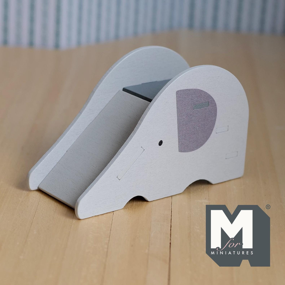 1:12 Scale Miniature Elephant Slide Kit for Nursery or Playroom, 2-3/8 inch tall, DIY Dollhouse Supply (gray)