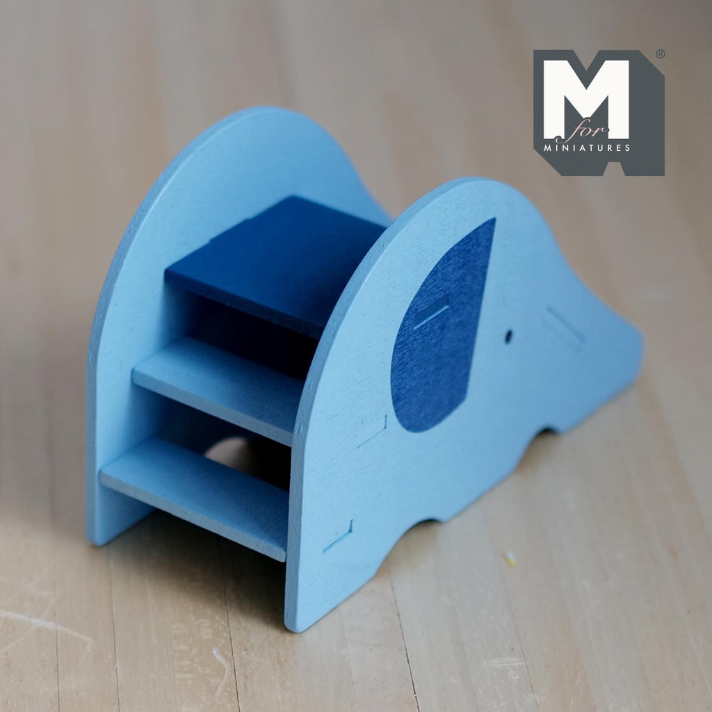 1:12 Scale Miniature Elephant Slide Kit for Nursery or Playroom, 2-3/8 inch tall, DIY Dollhouse Supply (blue)