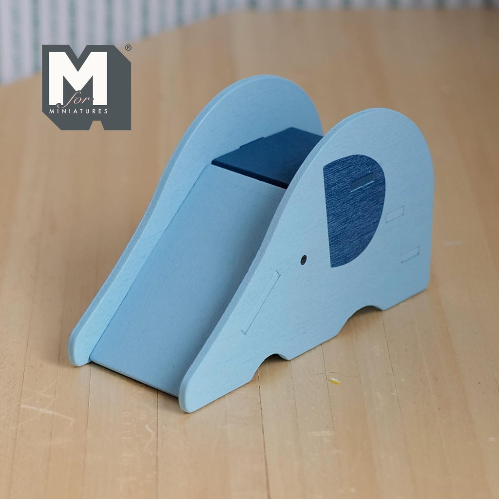 1:12 Scale Miniature Elephant Slide Kit for Nursery or Playroom, 2-3/8 inch tall, DIY Dollhouse Supply (blue)
