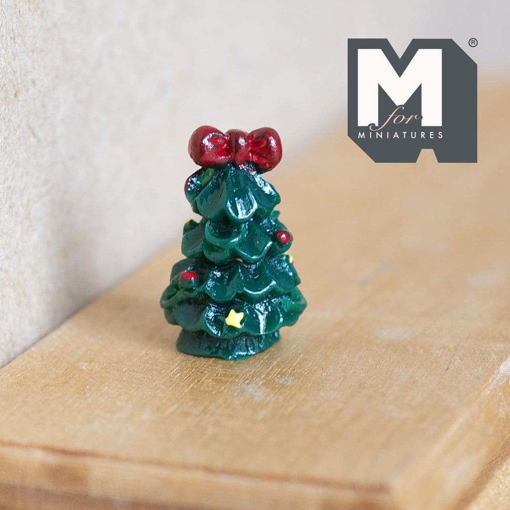Dollhouse Miniature Christmas Decor Santa Clause and Christmas Tree 1/2 inch tall (resin) - G069