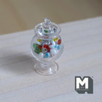 Miniature Glass Jar with Gumballs 1:12 Scale Dollhouse Kitchen Decor 1-1/16 inch tall (fixed lid) - E055