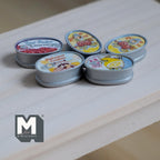 Miniature Oval Food Cans Set of 5 Dollhouse Kitchen Food Decors 3/4 inch long (resin) - E032
