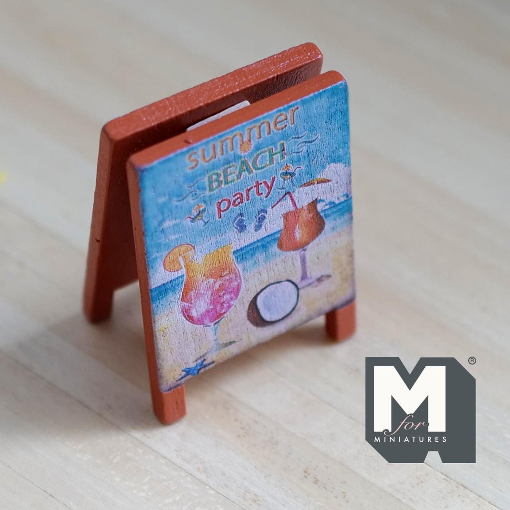 1:12 Scale Miniature Lemonade Stand Beach Party Folding Floor Sign 3-1/8 inch tall (wood) - B016