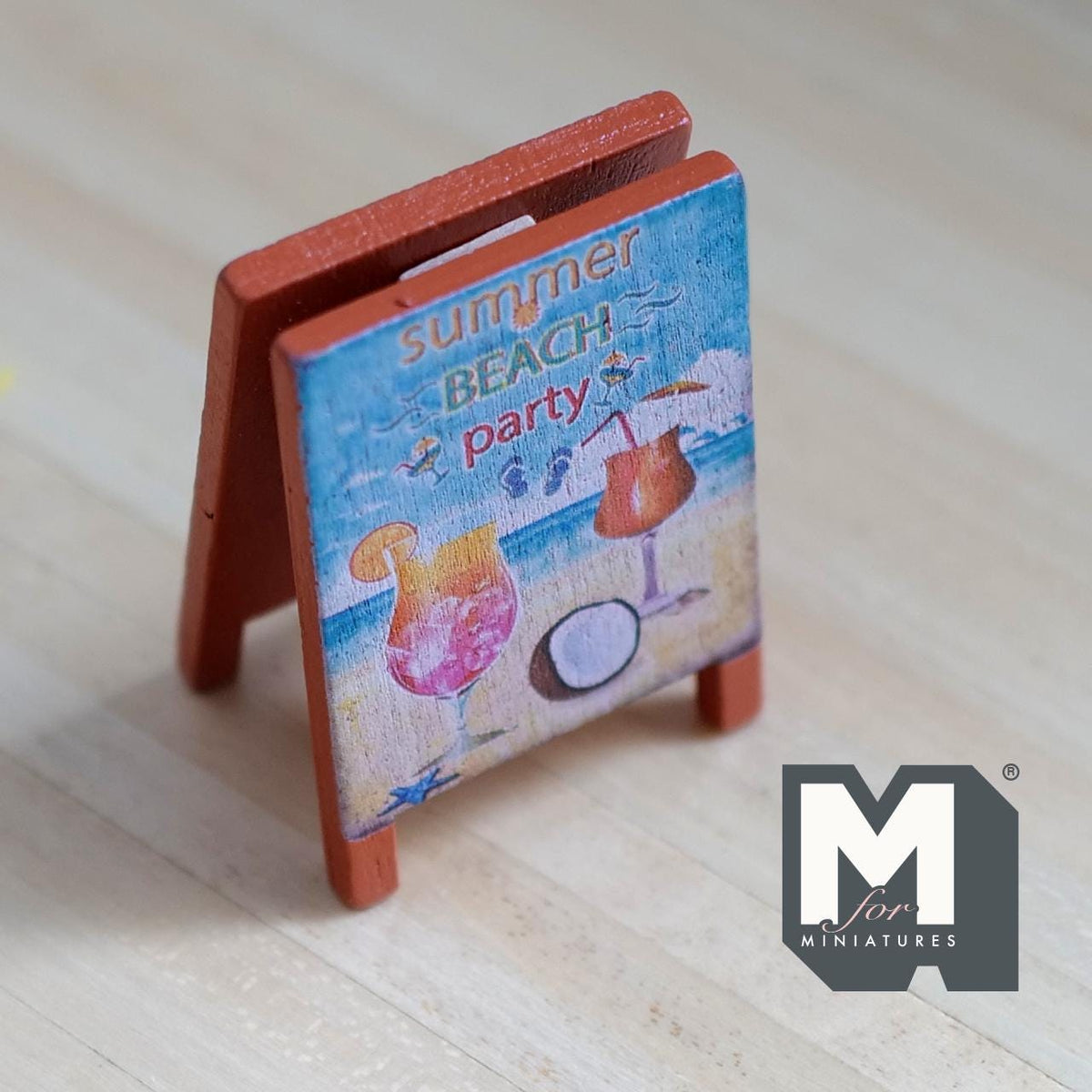 1:12 Scale Miniature Lemonade Stand Beach Party Folding Floor Sign 3-1/8 inch tall (wood) - B016