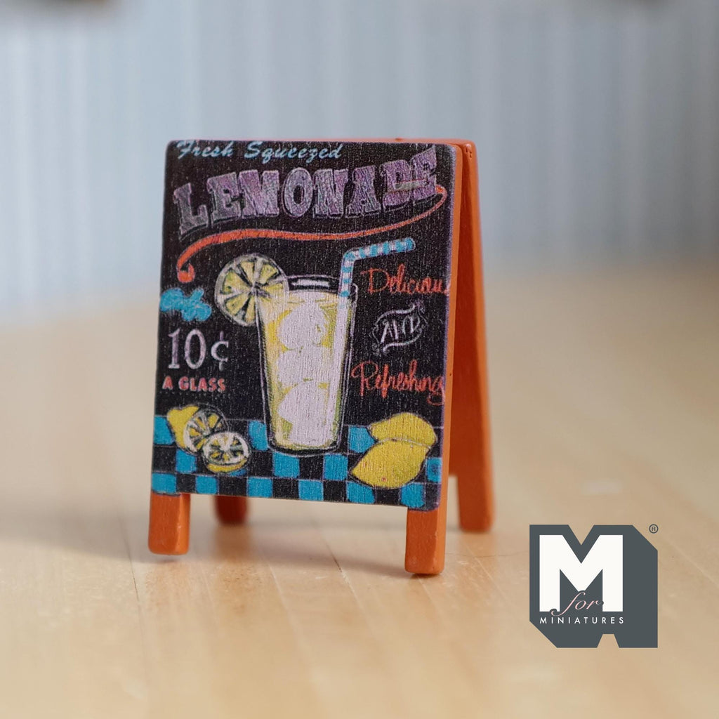 1:12 Scale Miniature Lemonade Stand Beach Party Folding Floor Sign 3-1/8 inch tall (wood) - B016