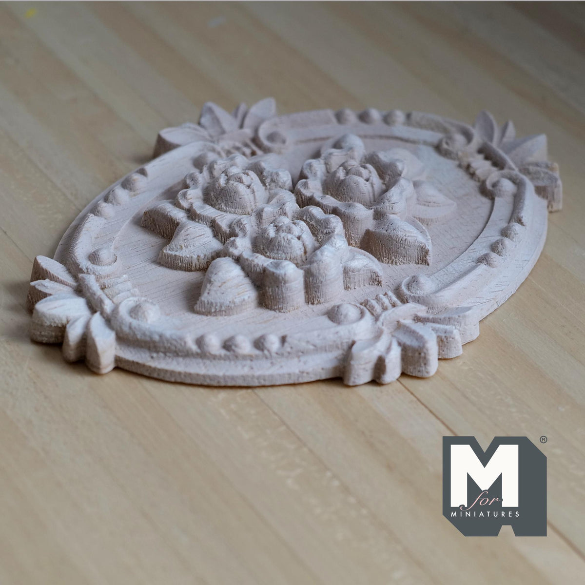 1:12 Scale Miniature Multi-Layer Leaf Ceiling Rose, Floral Ceiling Medallion, Unfinished, Ready to Paint, 5-3/8 inch long