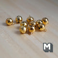 1:12 Scale Miniature Globe Bells Set of 10, Craft Charms with String, Metal Plated, 3/8 inch dia.