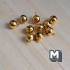 1:12 Scale Miniature Globe Bells Set of 10, Craft Charms with String, Metal Plated, 3/8 inch dia.