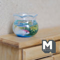 Miniature Round Fish Bowl , Fish and Plants 1:12 Scale Dollhouse Fish Tank Decor 1 inch tall (resin) - C073