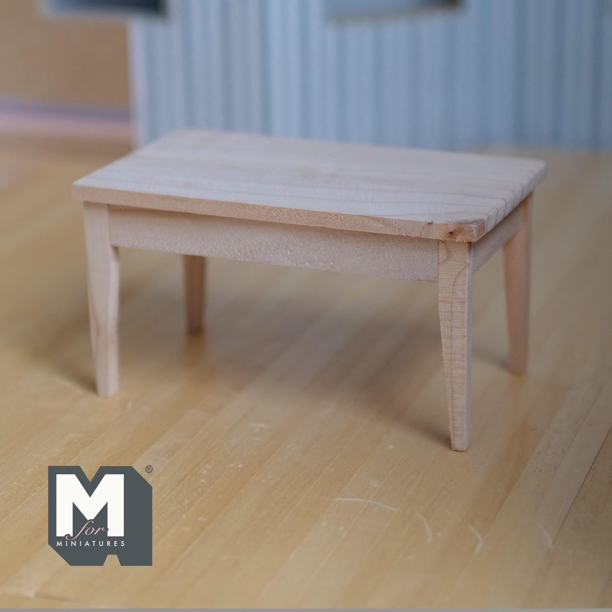 Unfinished Miniature Dining Table 1:12 Scale Dollhouse Kitchen Furniture Wooden Prep Table 4-3/4 inch long - K014