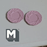 1:12 Scale Miniature Dining Plates Set of 2 Dollhouse Kitchen Tableware 11/16 inch dia. (M) (pink) (metal) - A030