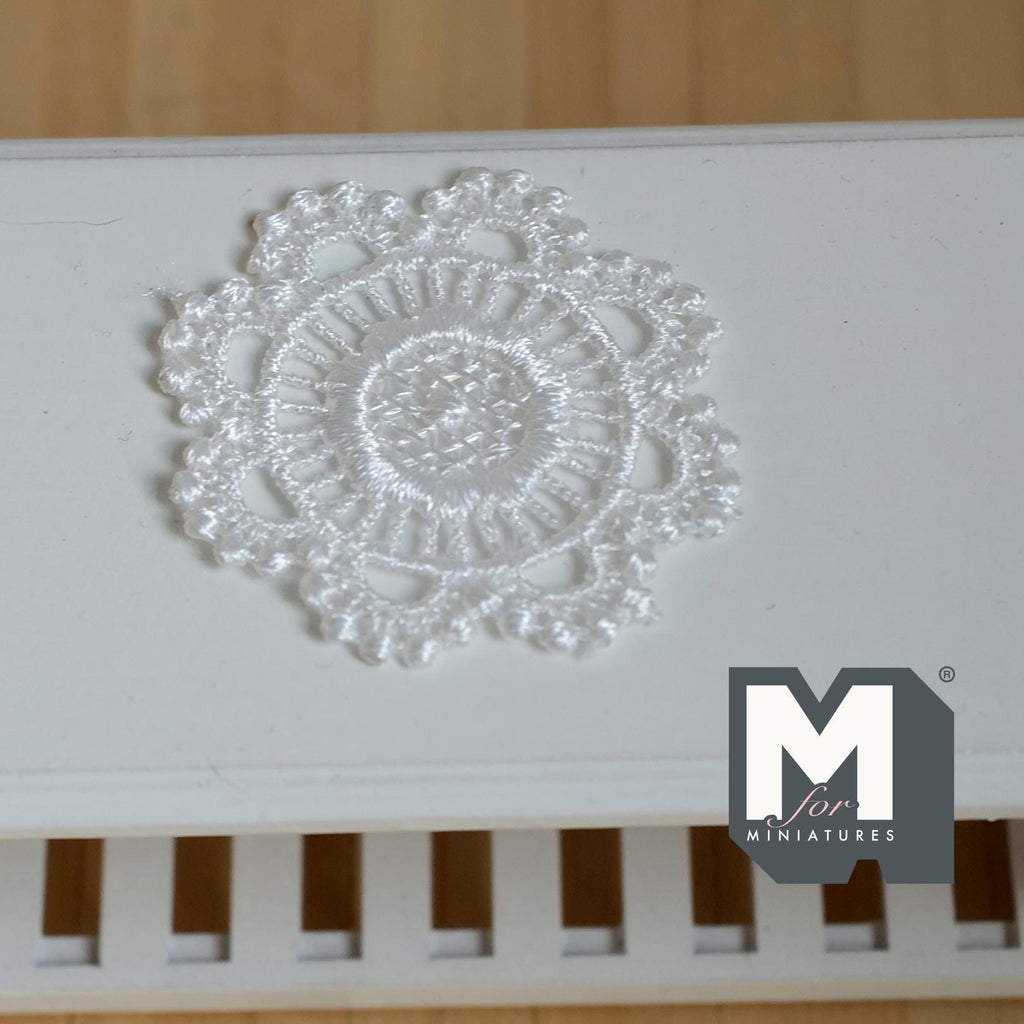 1:12 Scale Miniature White Lace Doily Dollhouse Dining Table Centerpiece Decor 1-13/16 inch dia. - F063