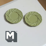1:12 Scale Miniature Dining Plates Set of 2 Dollhouse Kitchen Tableware 11/16 inch dia. (M) (green) (metal) - A030