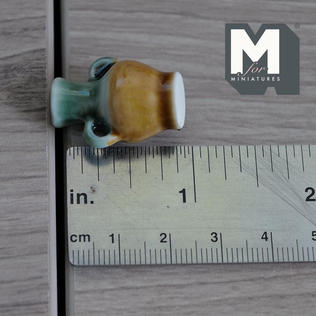 1:12 Scale Miniature Ceramic Begonia Shaped Amphora Vase Dollhouse Fairy Garden Vase 1 inch tall - B064