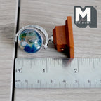Miniature Spinning Globe with Wooden Base 1:12 Scale Dollhouse Rotating Decor 1-7/8 inch tall (silver) - G051