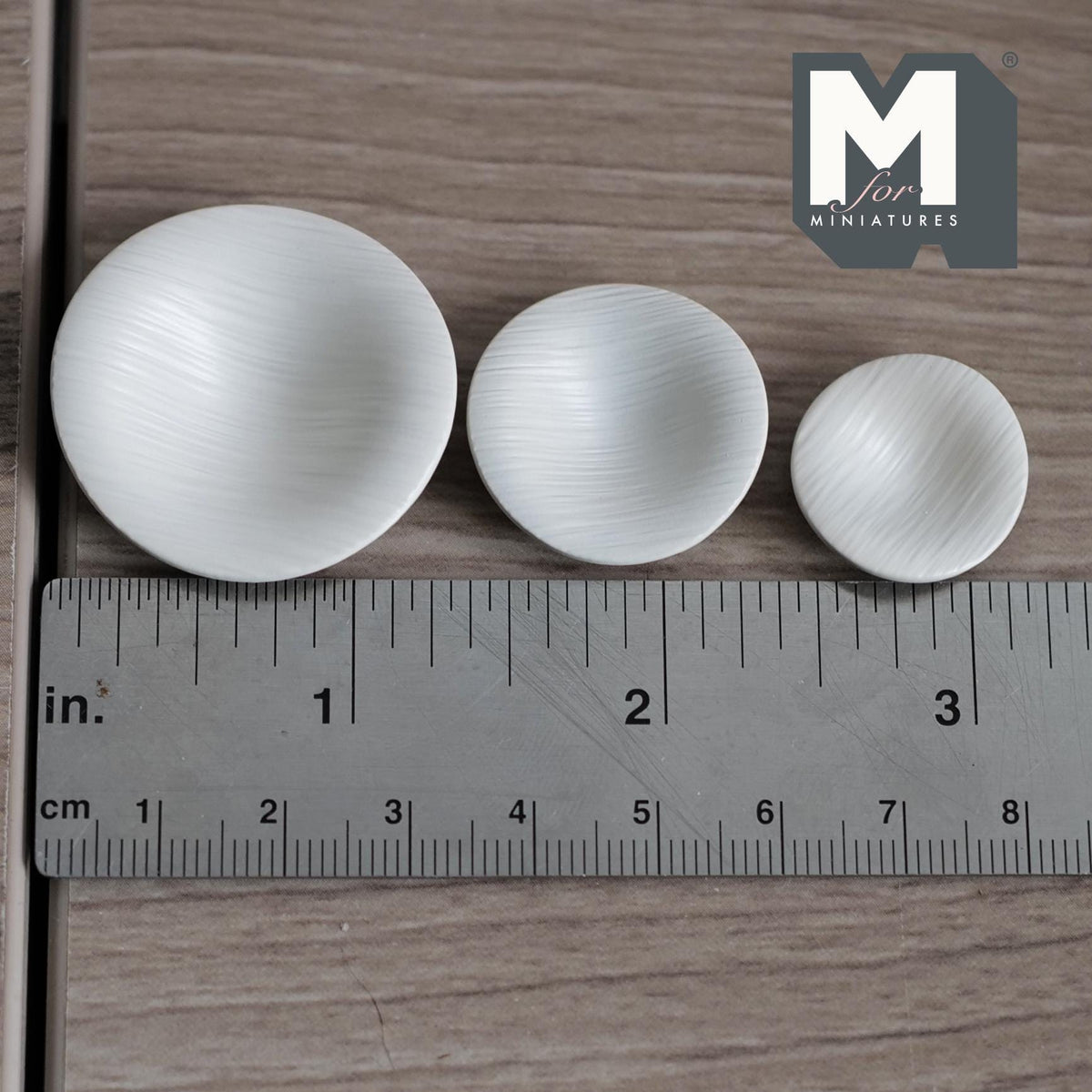 1:12 Scale Miniature Texture Bowls Set of 3 Dollhouse Crockery Kitchen Dishes Decor (white) (metal) - A041