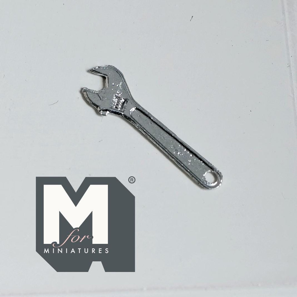 1:12 Scale Miniature Crescent Wrench Dollhouse Tool Shed Decor 1-1/8 inch long (metal) (non-working) - F080