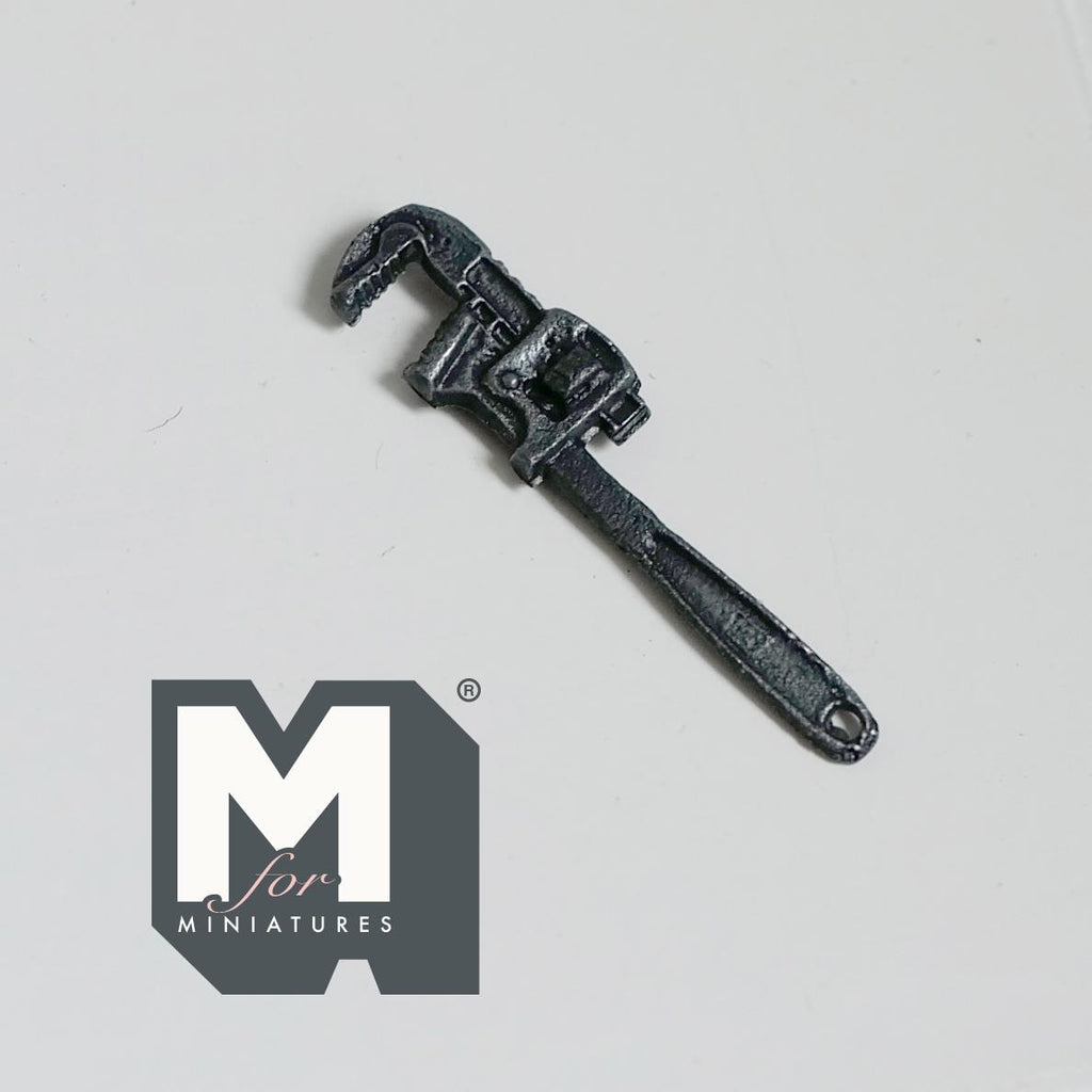 1:12 Scale Miniature Pipe Wrench Dollhouse Tool Shed Decor Plumber’s Wrench Spanner 1-1/8 inch long (metal) (non-working) - F080
