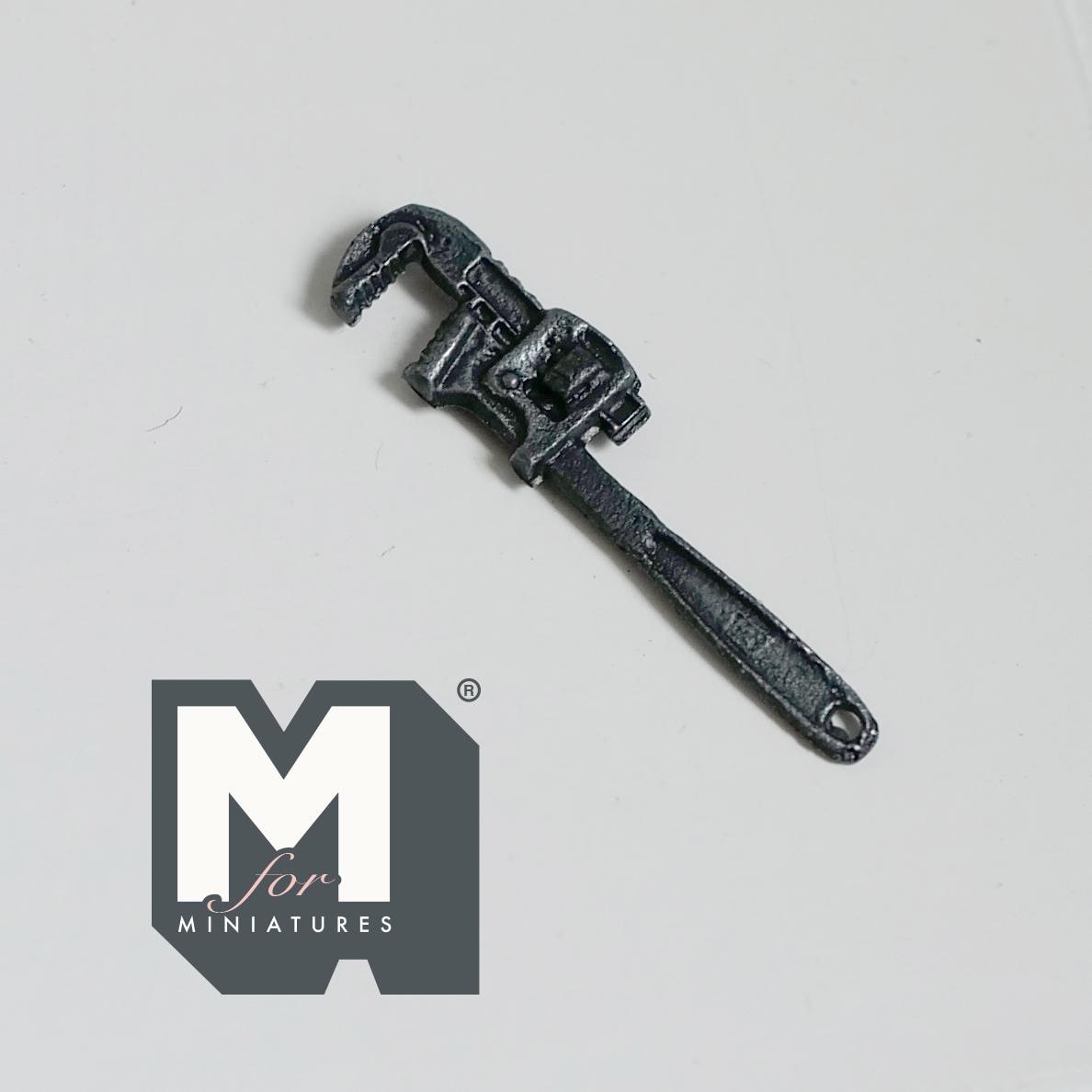 1:12 Scale Miniature Pipe Wrench Dollhouse Tool Shed Decor Plumber’s Wrench Spanner 1-1/8 inch long (metal) (non-working) - F080