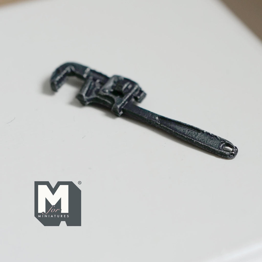 1:12 Scale Miniature Pipe Wrench Dollhouse Tool Shed Decor Plumber’s Wrench Spanner 1-1/8 inch long (metal) (non-working) - F080