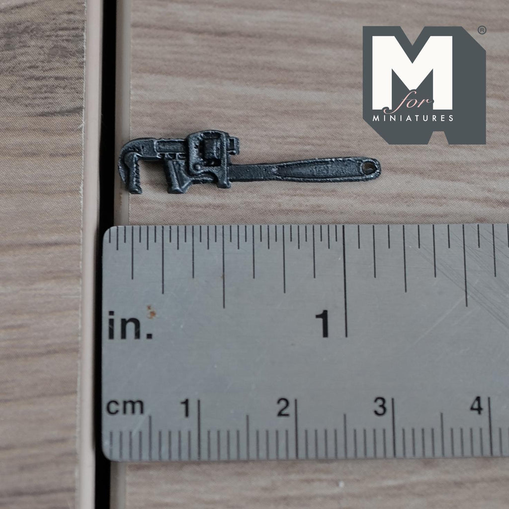 1:12 Scale Miniature Pipe Wrench Dollhouse Tool Shed Decor Plumber’s Wrench Spanner 1-1/8 inch long (metal) (non-working) - F080
