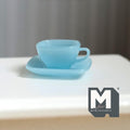 1:6 Scale Miniature Square Teacup and Saucer Dollhouse Kitchen Coffee Cup Set (style a) (plastic) -